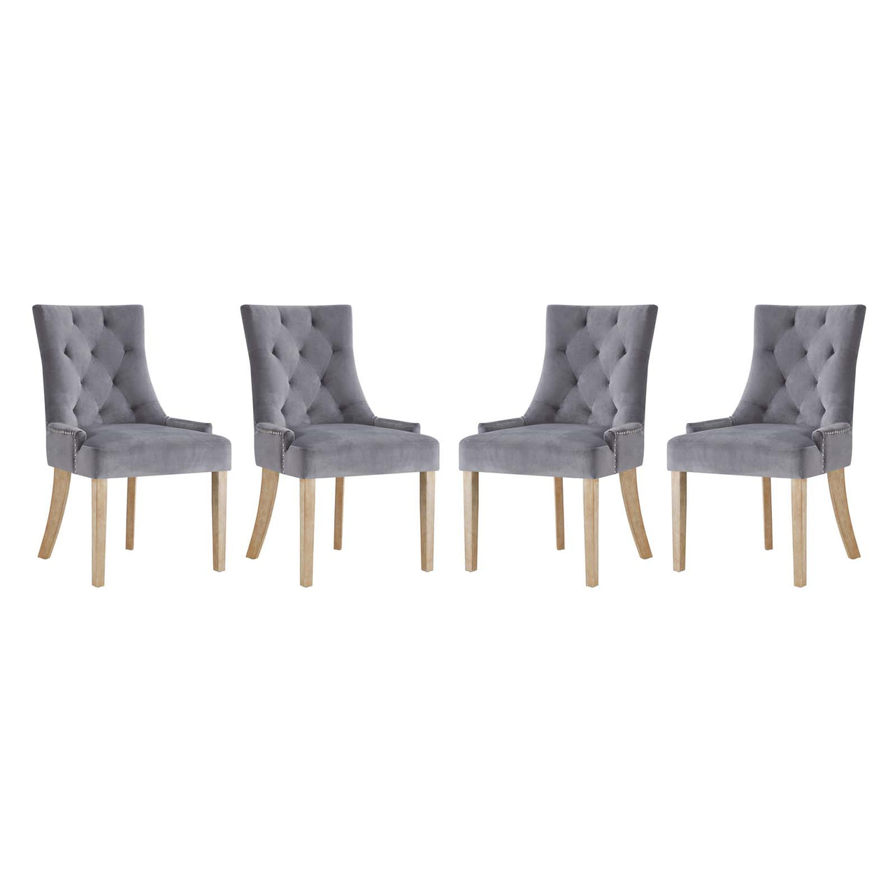 Queensridge Velvet Dining Chair Set of 4, Gray
