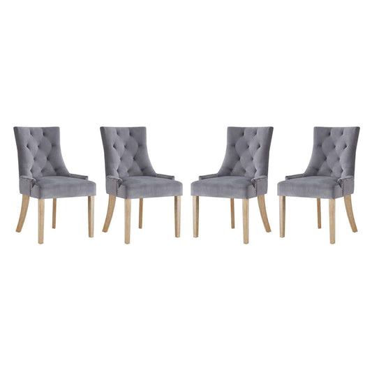 Pose Performance Velvet Dining Chair Set of 4, Gray