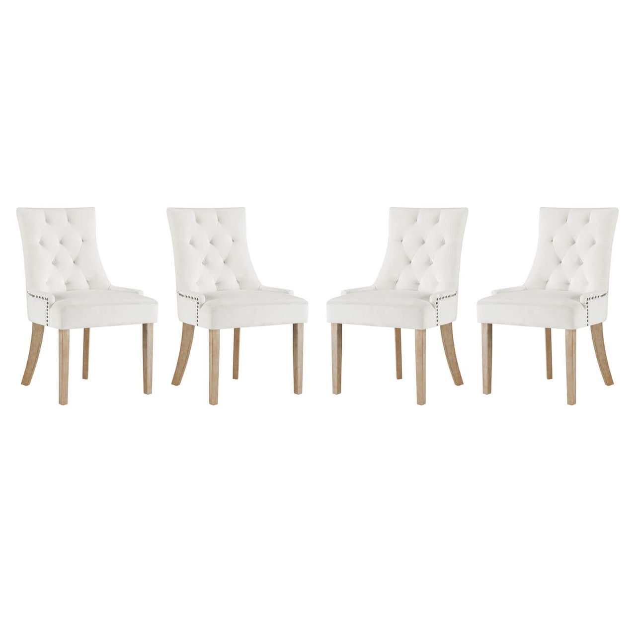 Queensridge Velvet Dining Chair Set of 4, Ivory
