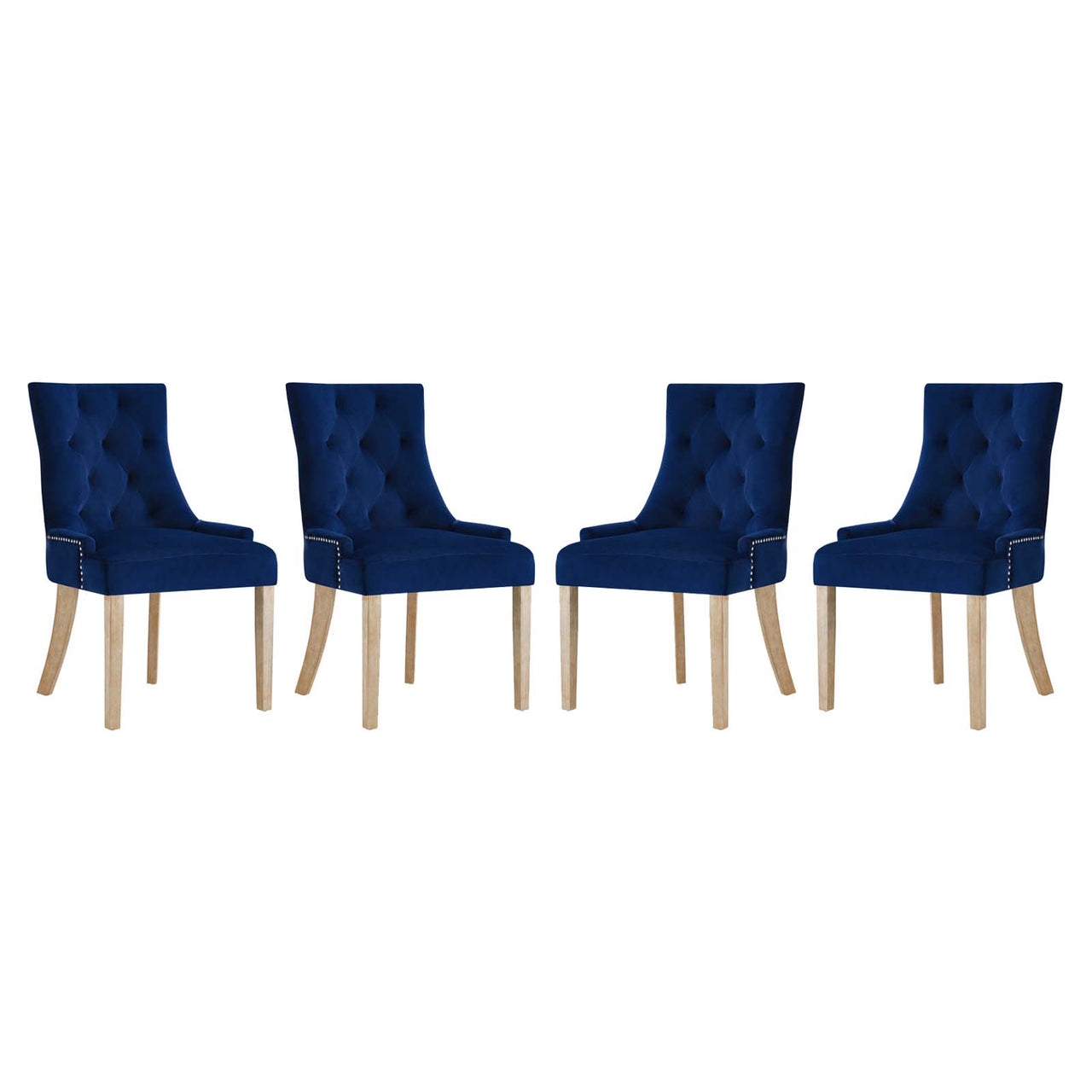 Queensridge Velvet Dining Chair Set of 4, Navy