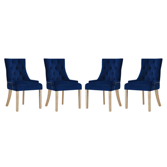Pose Performance Velvet Dining Chair Set of 4, Navy