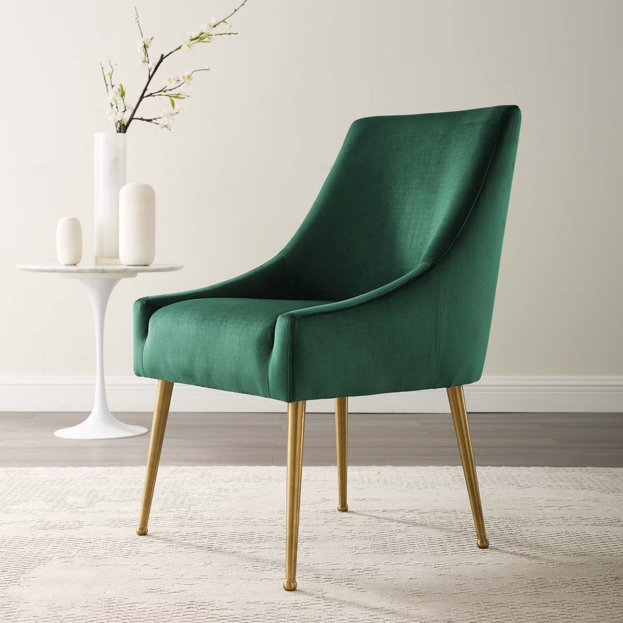 Virella Upholstered Velvet Dining Chair, Green