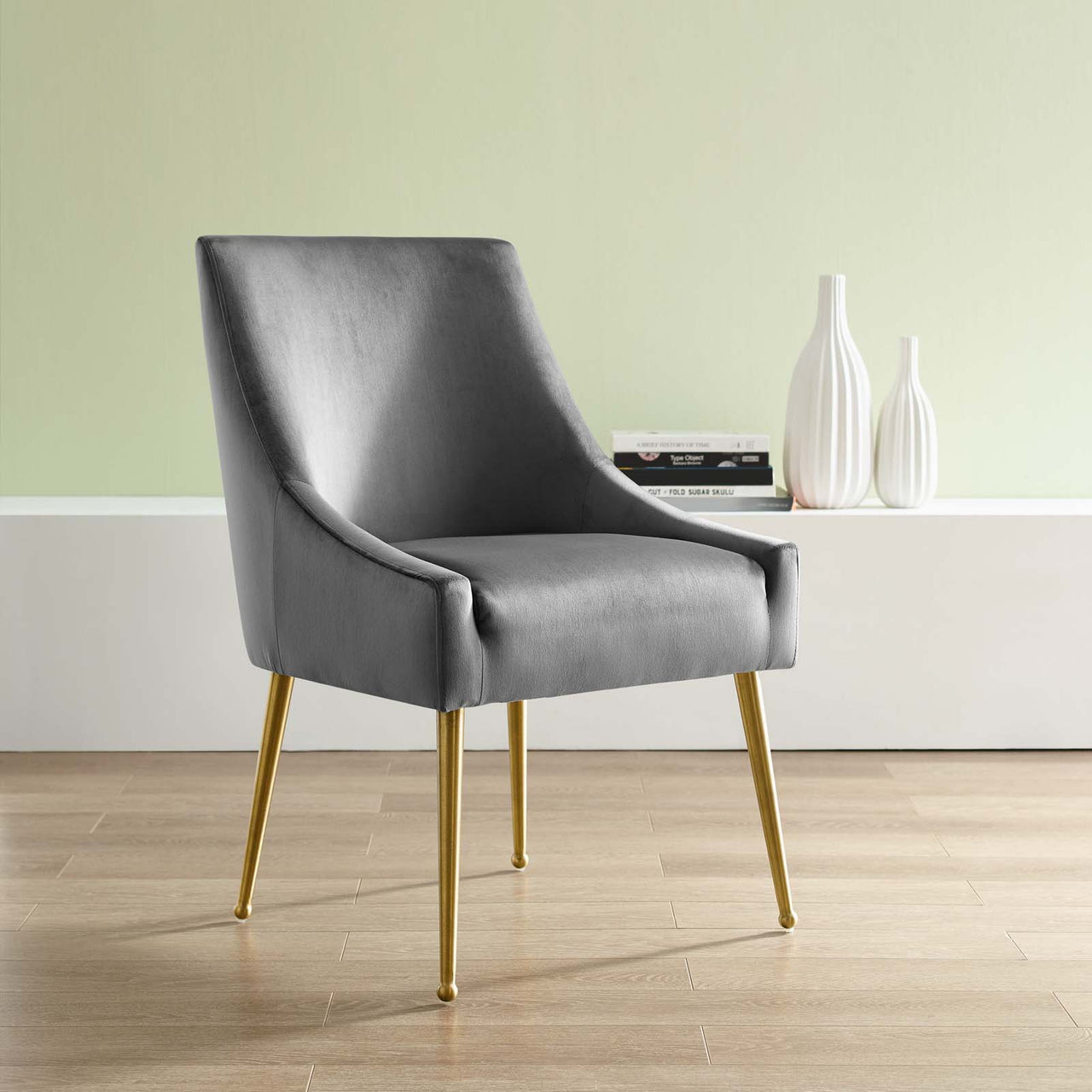 Virella Upholstered Velvet Dining Chair, Gray