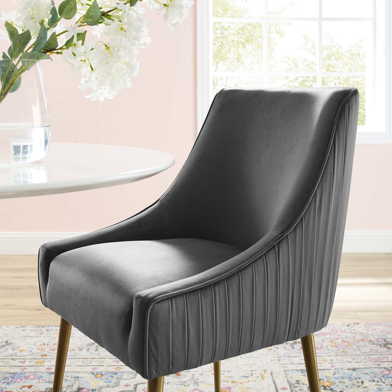 Virella Upholstered Velvet Dining Chair, Gray