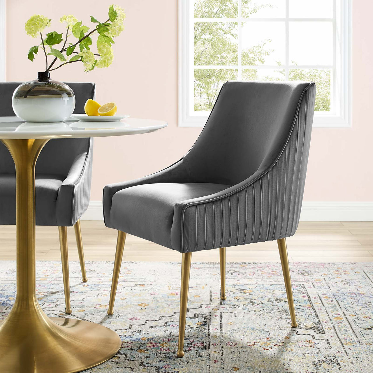 Virella Upholstered Velvet Dining Chair, Gray