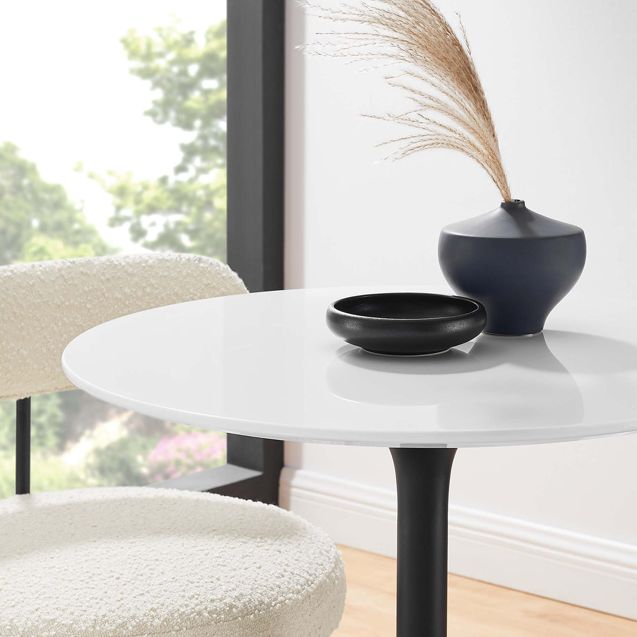 Ensemble Round Dining Table, Extra Small, Black & White