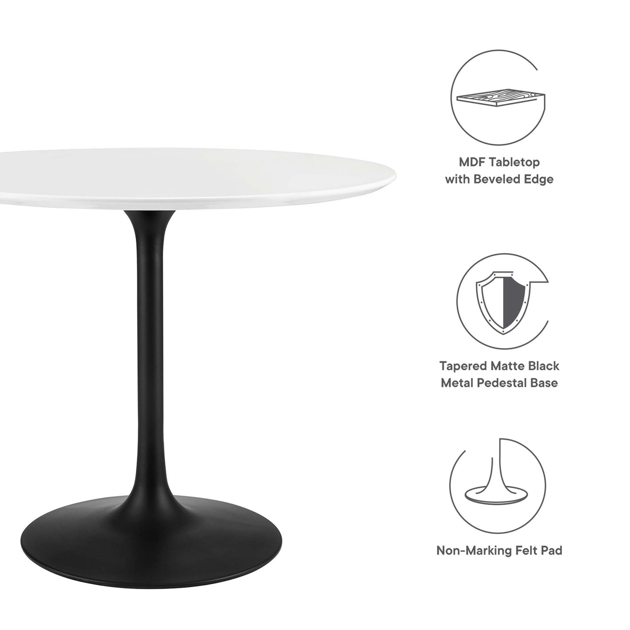 Ensemble Round Dining Table, Small, Black & White