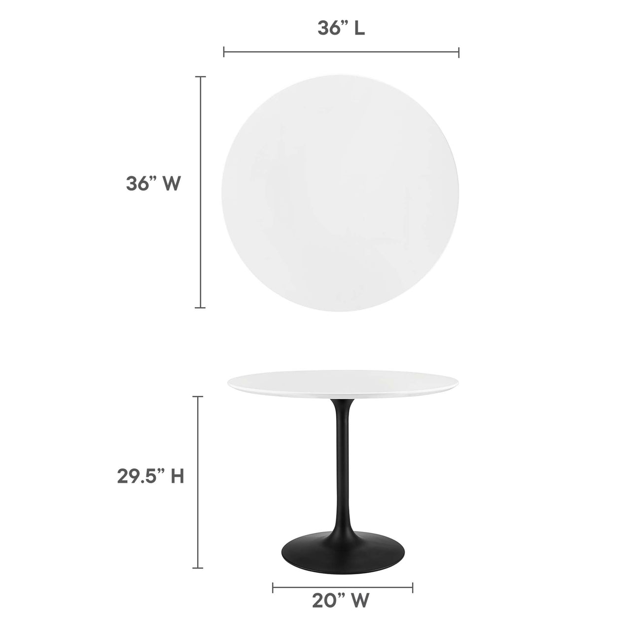 Ensemble Round Dining Table, Small, Black & White
