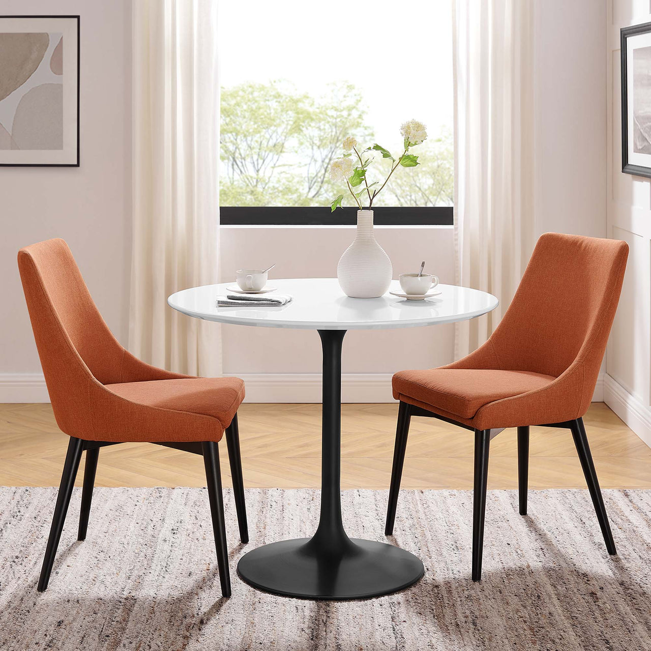 Ensemble Round Dining Table, Small, Black & White