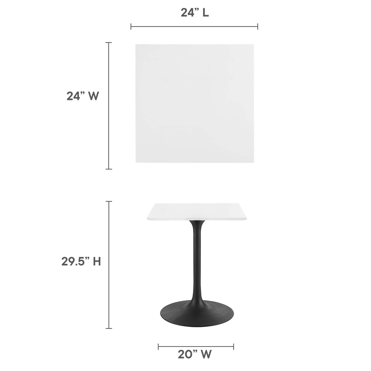 Ensemble Square Dining Table, Extra Small, Black & White