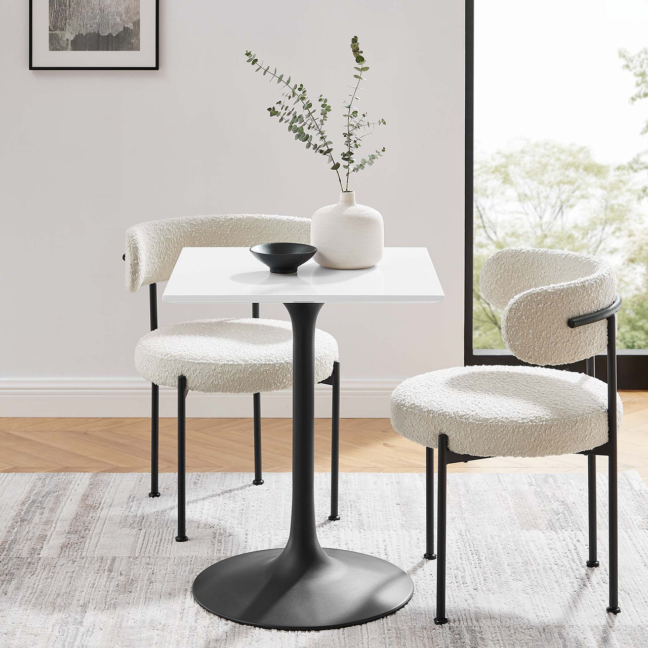 Ensemble Square Dining Table, Extra Small, Black & White