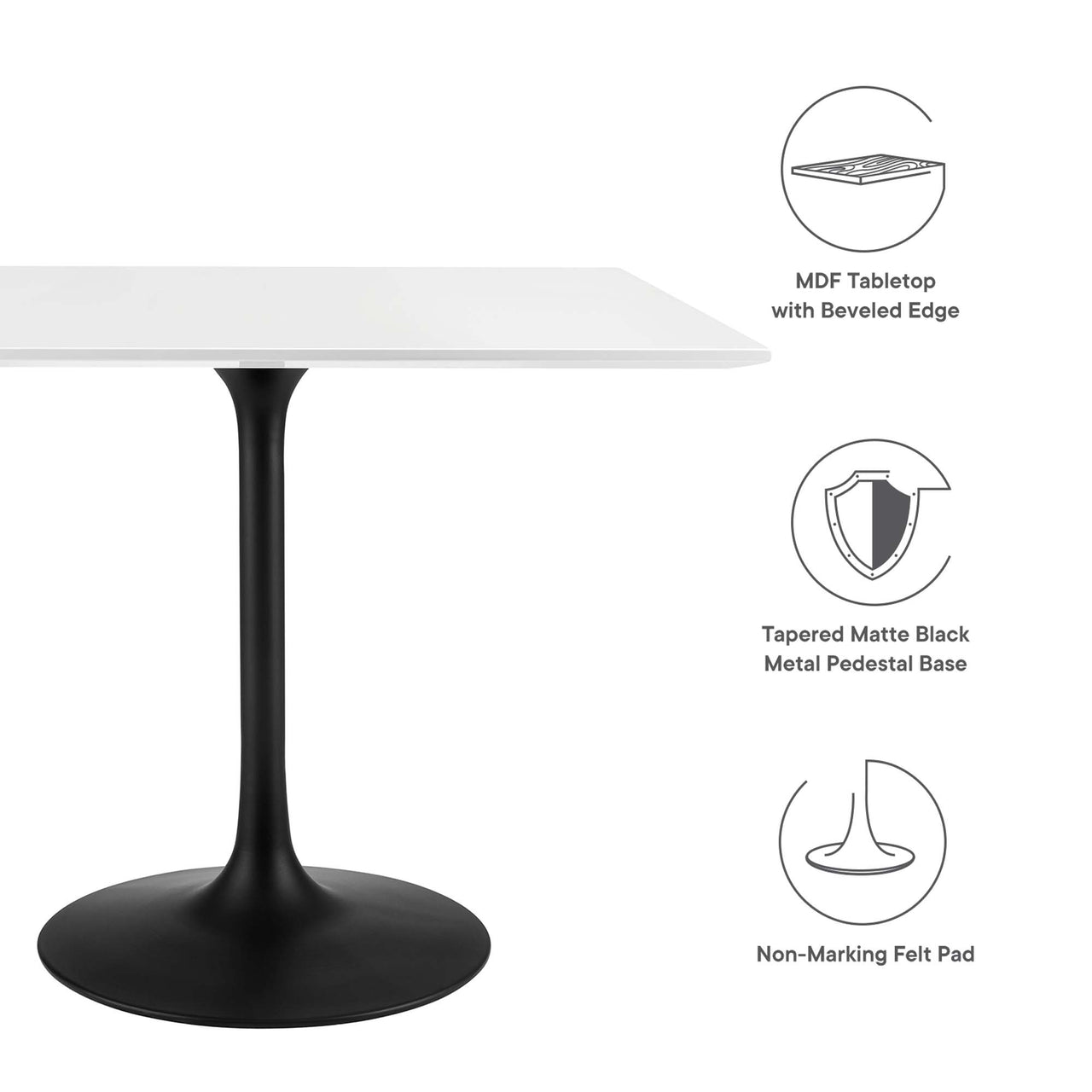 Ensemble Square Dining Table, Medium, Black & White