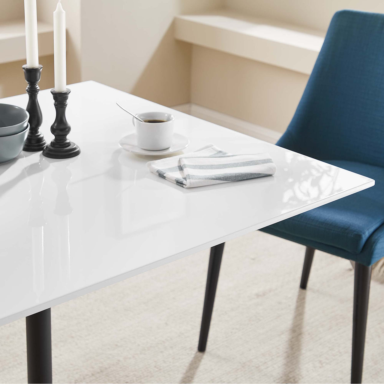 Ensemble Square Dining Table, Medium, Black & White