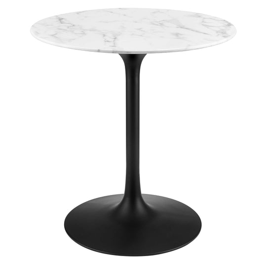 Ensemble Round Faux Marble Dining Table, Extra Small, Black & White