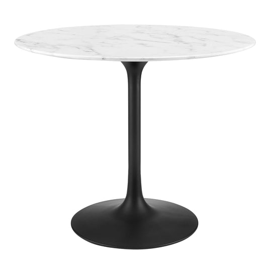 Ensemble Round Faux Marble Dining Table, Small, Black & White