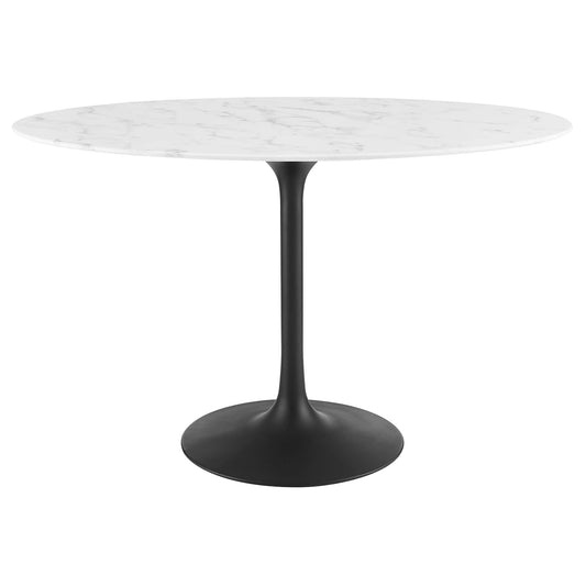 Ensemble Oval Faux Marble Dining Table, Small, Black & White