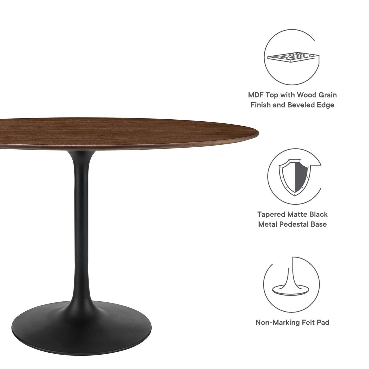Ensemble Oval Dining Table, Small, Black & Walnut
