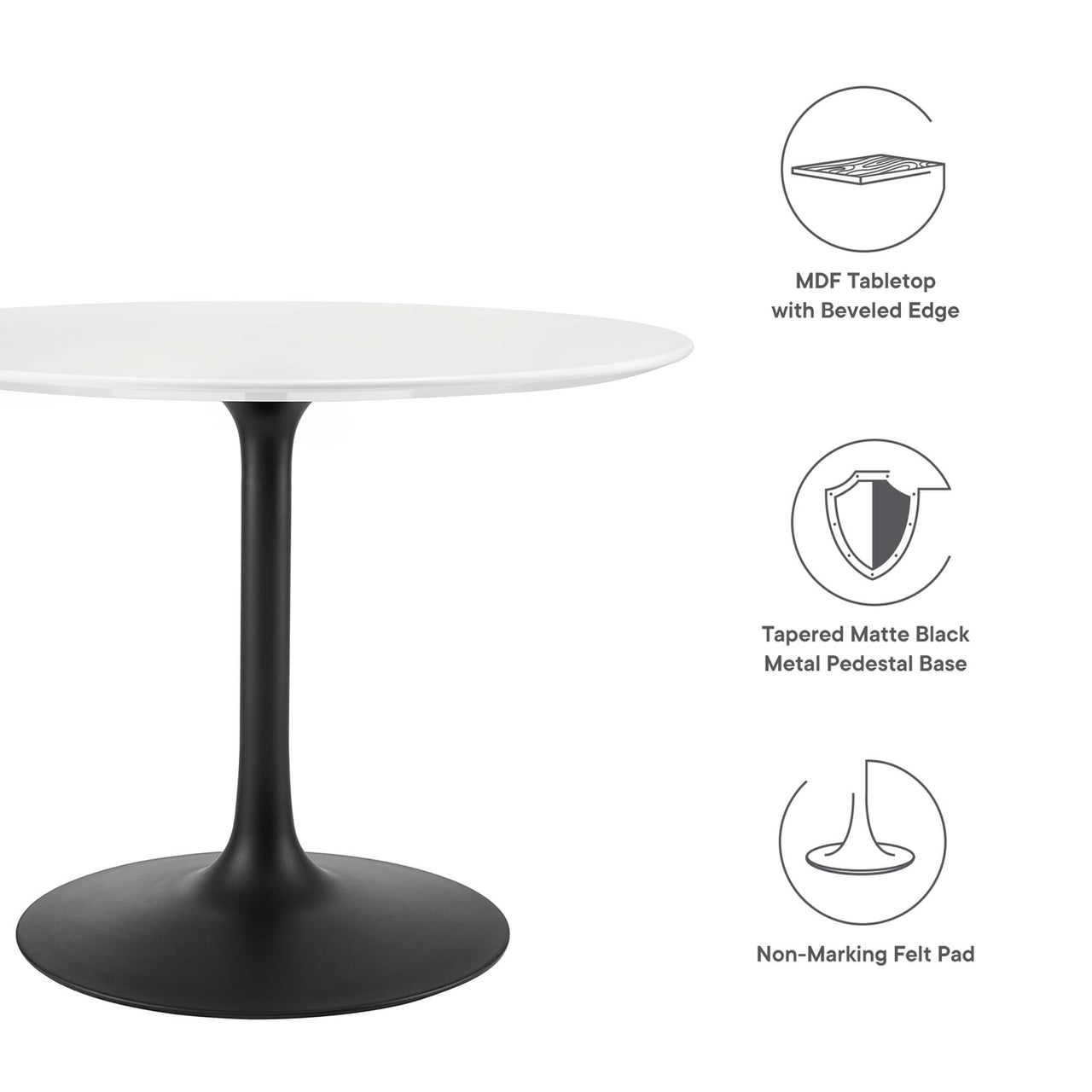 Ensemble Round Dining Table, Medium, Black & White
