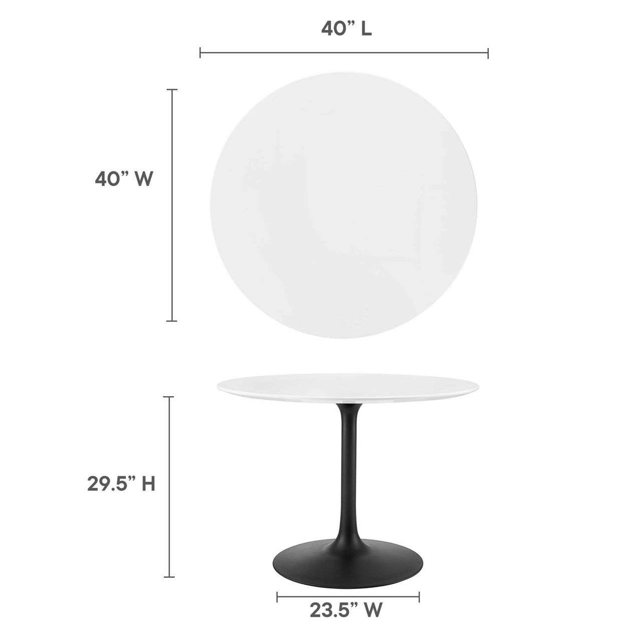 Ensemble Round Dining Table, Medium, Black & White