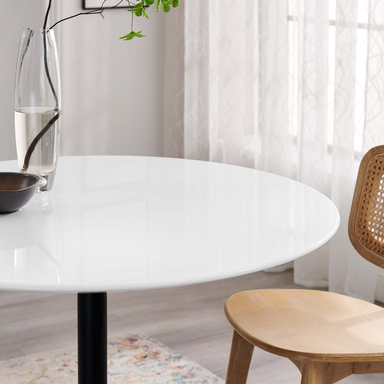 Ensemble Round Dining Table, Medium, Black & White