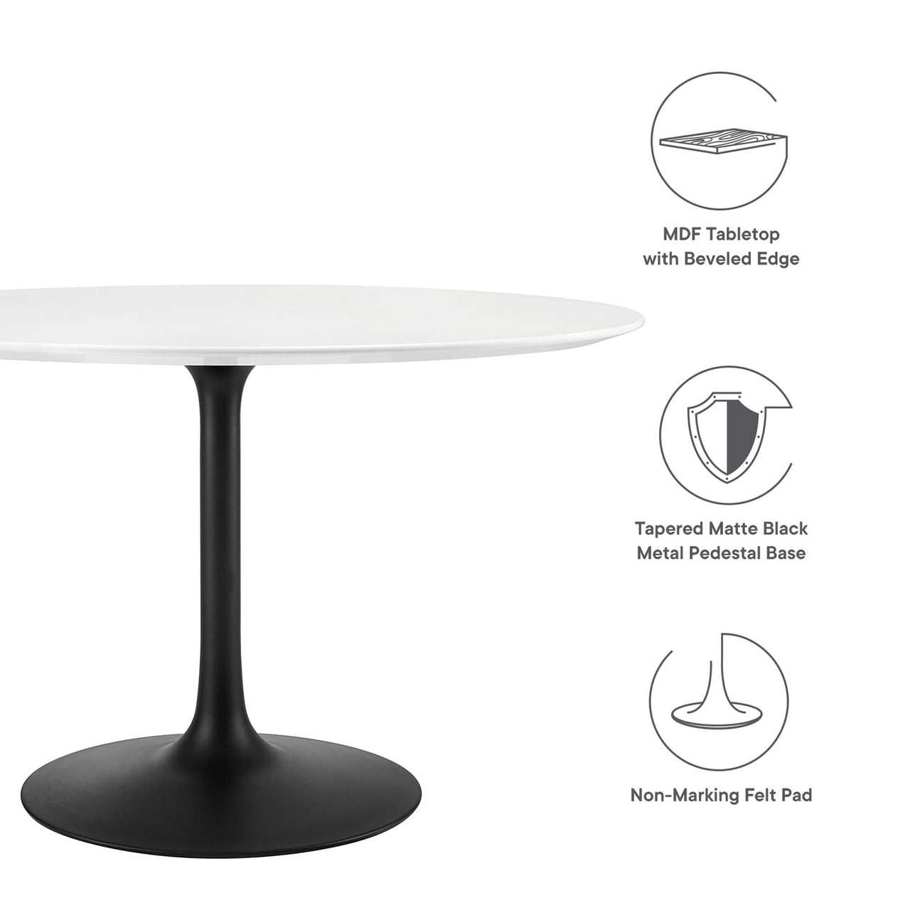 Ensemble Round Dining Table, Large, Black & White