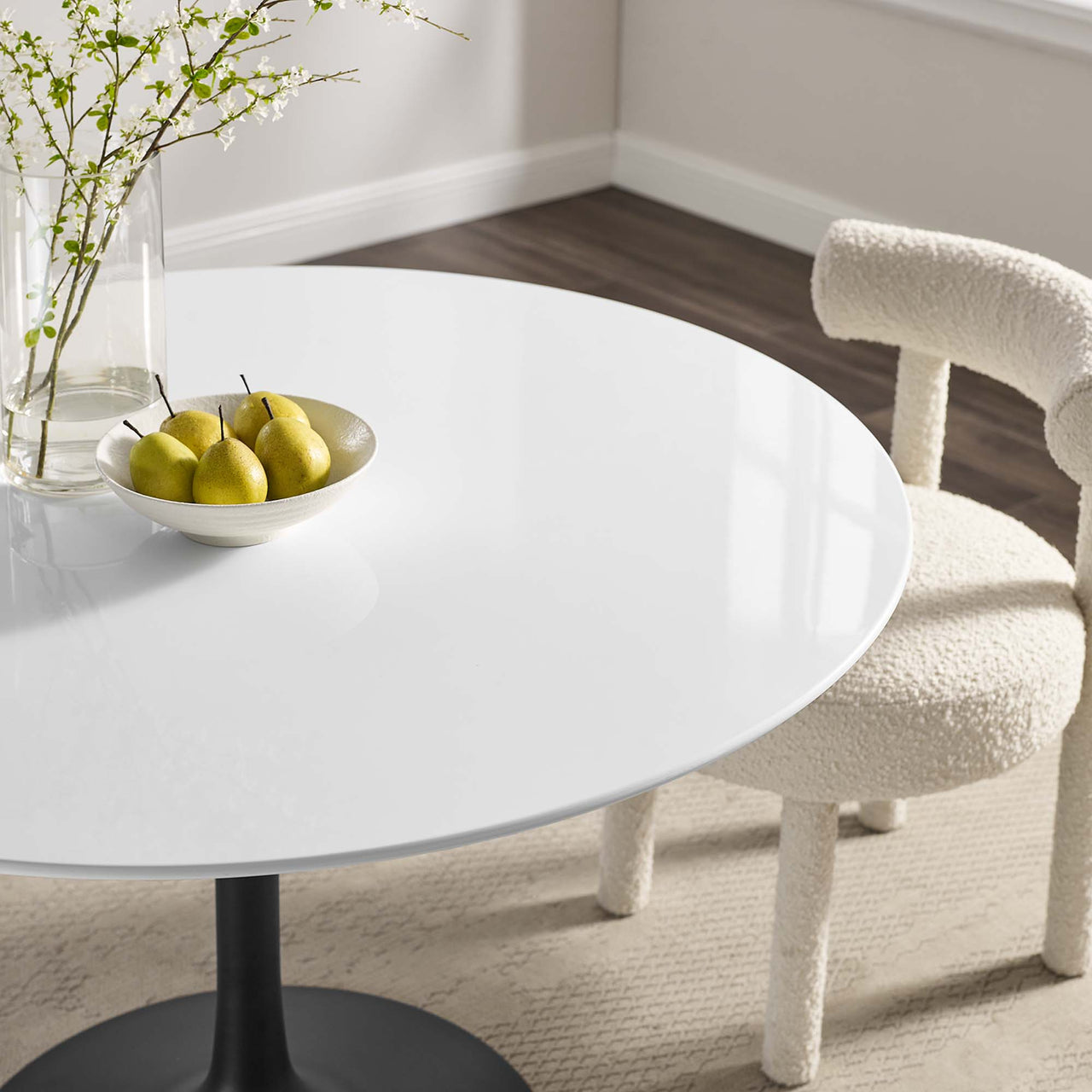 Ensemble Round Dining Table, Large, Black & White