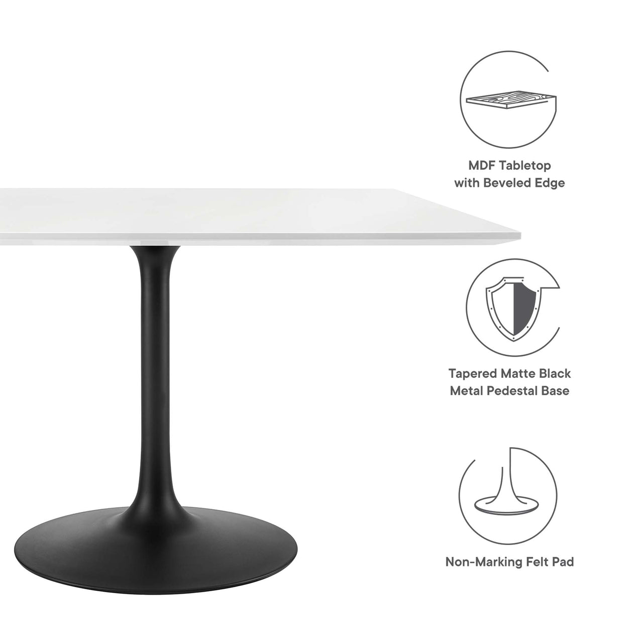 Ensemble Square Dining Table, Extra Large, Black & White
