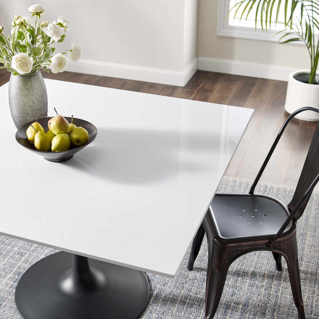 Ensemble Square Dining Table, Extra Large, Black & White