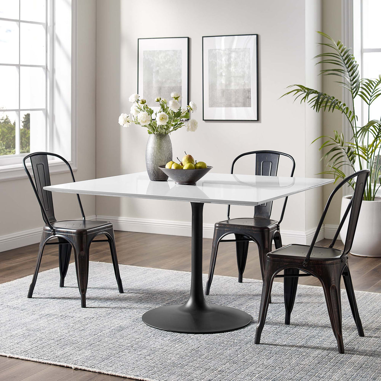 Ensemble Square Dining Table, Extra Large, Black & White