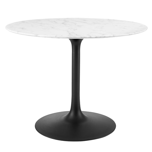 Ensemble Round Faux Marble Dining Table, Medium, Black & White