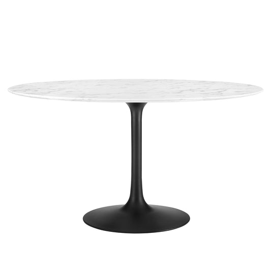Ensemble Round Faux Marble Dining Table, Extra Large, Black & White
