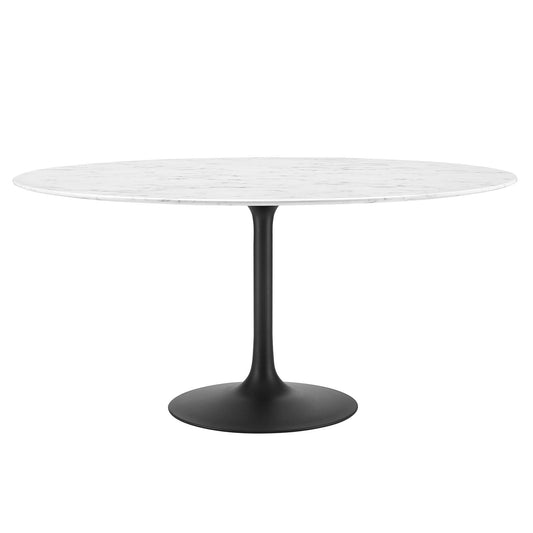 Ensemble Round Faux Marble Dining Table, XXL, Black & White