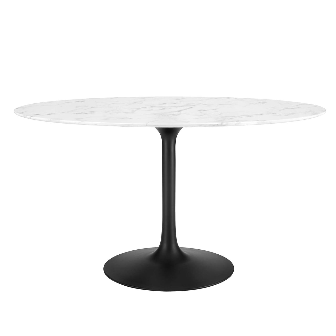 Ensemble Oval Faux Marble Dining Table, Medium, Black & White