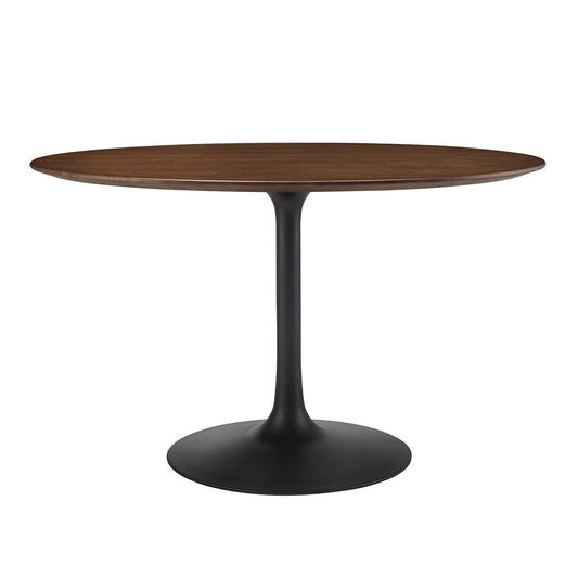 Ensemble Round Dining Table, Large, Black & Walnut