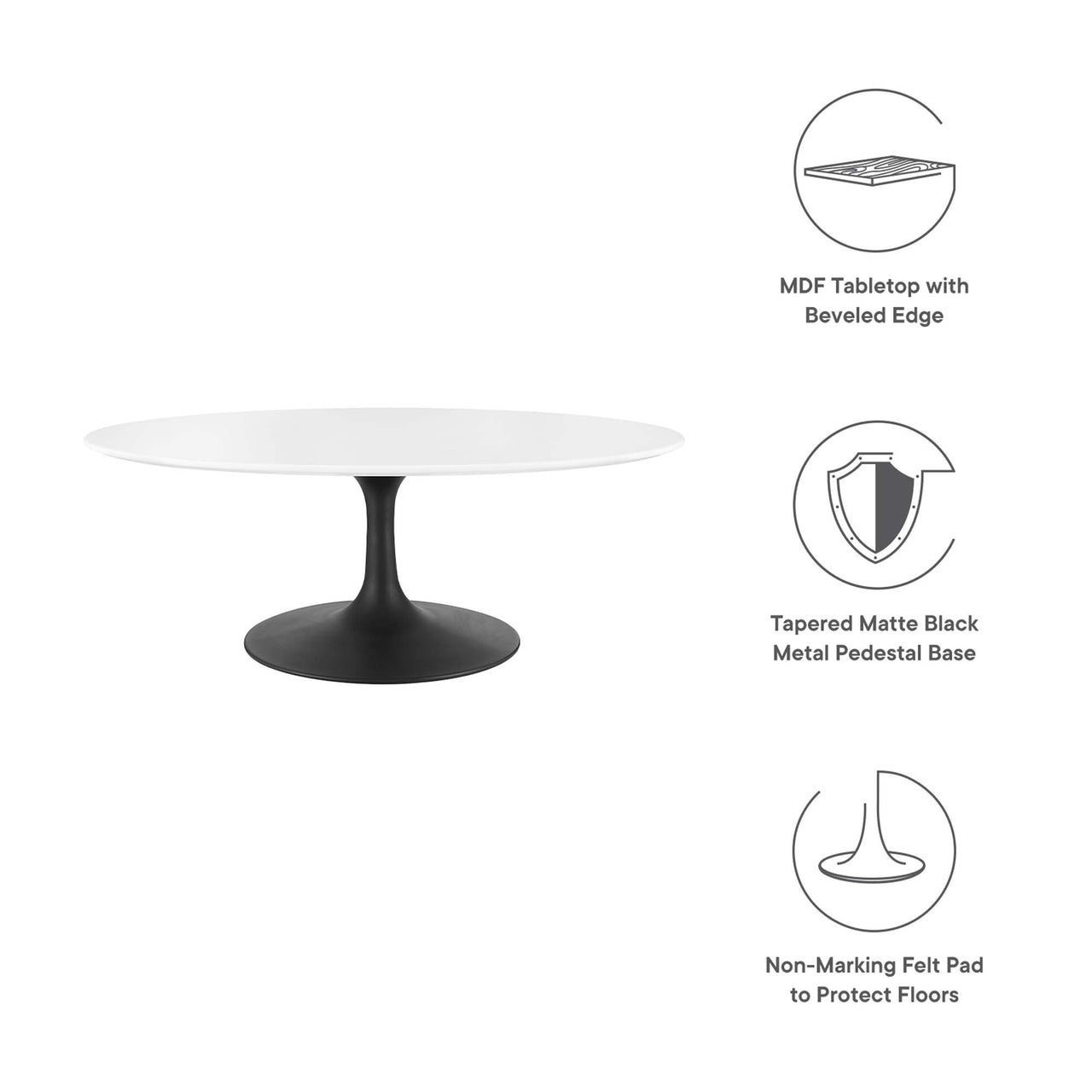 Ensemble Oval Coffee Table, Small, Black & White