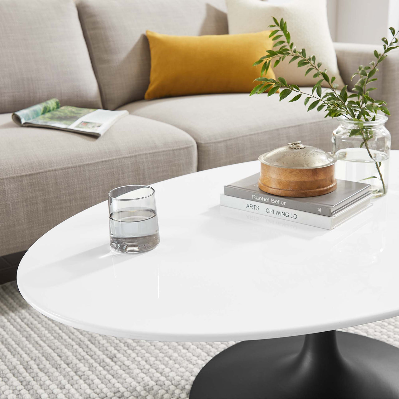 Ensemble Oval Coffee Table, Small, Black & White