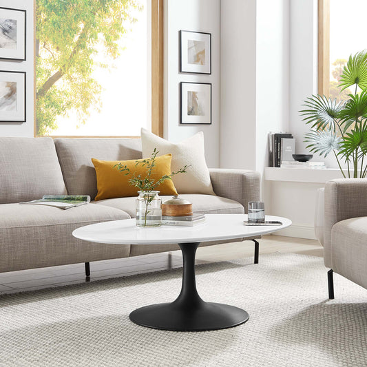 Ensemble Oval Coffee Table, Small, Black & White