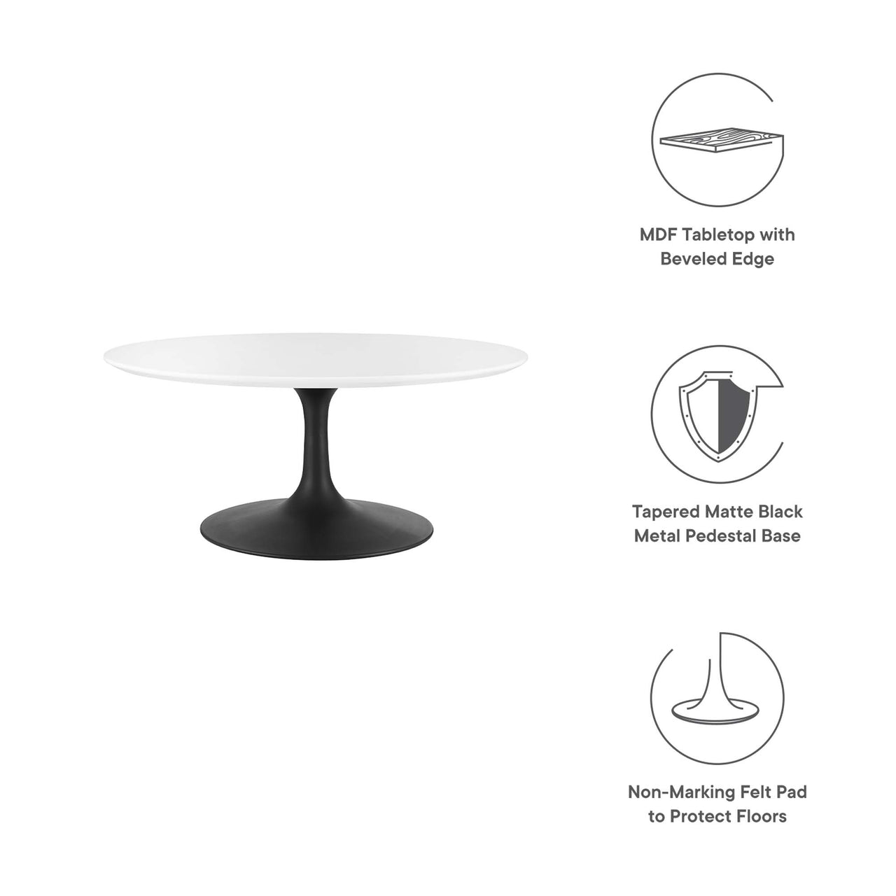 Ensemble Round Coffee Table, Medium, Black & White