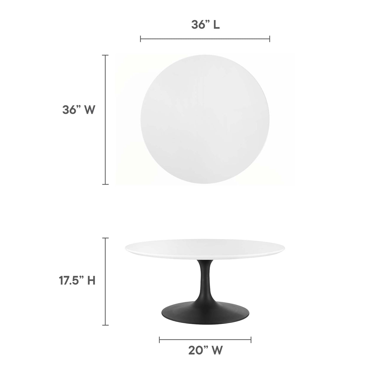 Ensemble Round Coffee Table, Medium, Black & White