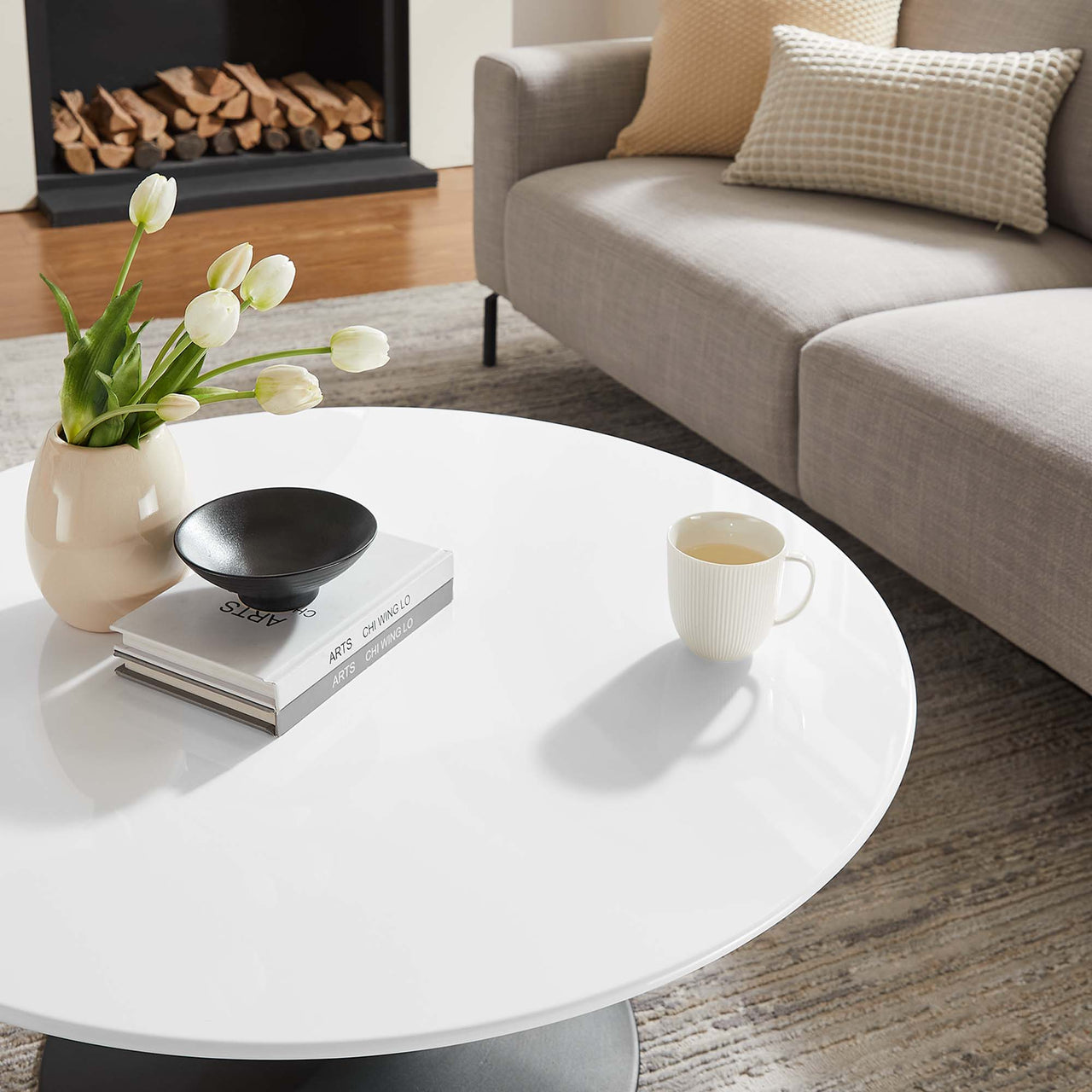 Ensemble Round Coffee Table, Medium, Black & White