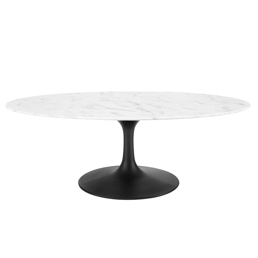 Lippa 48" Oval Faux Marble Coffee Table, Black & White