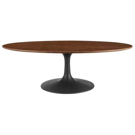 Lippa 48" Oval Wood Coffee Table, Black & Walnut