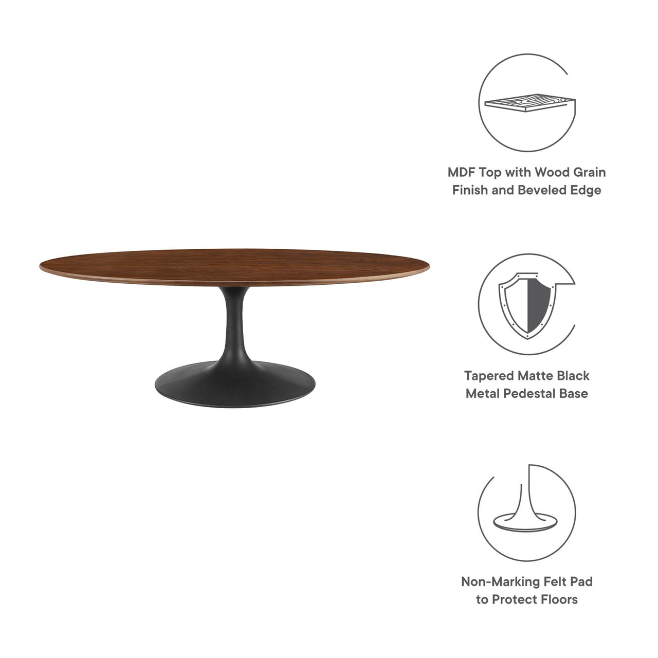 Ensemble Oval Coffee Table, Medium, Black & Walnut