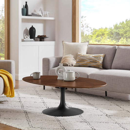 Ensemble Oval Coffee Table, Medium, Black & Walnut