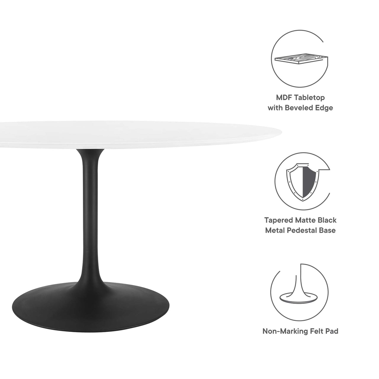 Ensemble Oval Dining Table, Large, Black & White