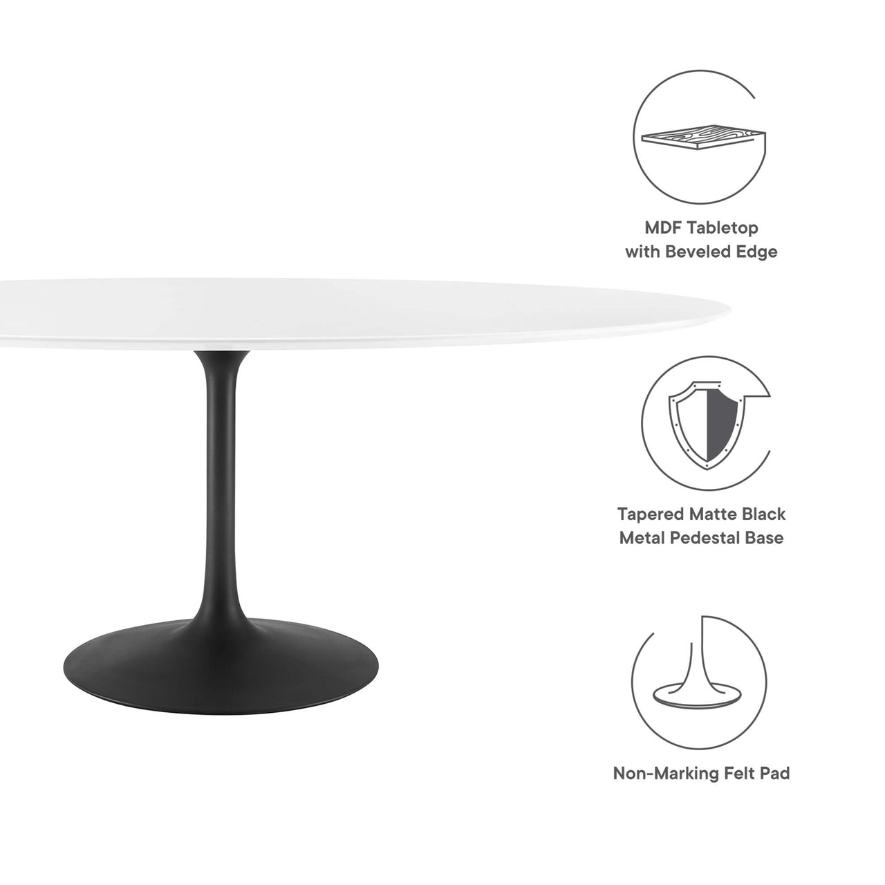 Ensemble Oval Dining Table, Extra Large, Black & White