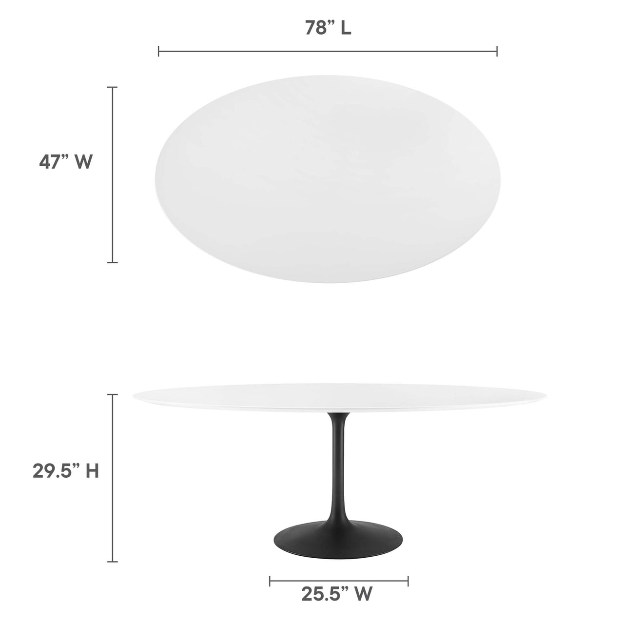 Ensemble Oval Dining Table, Extra Large, Black & White