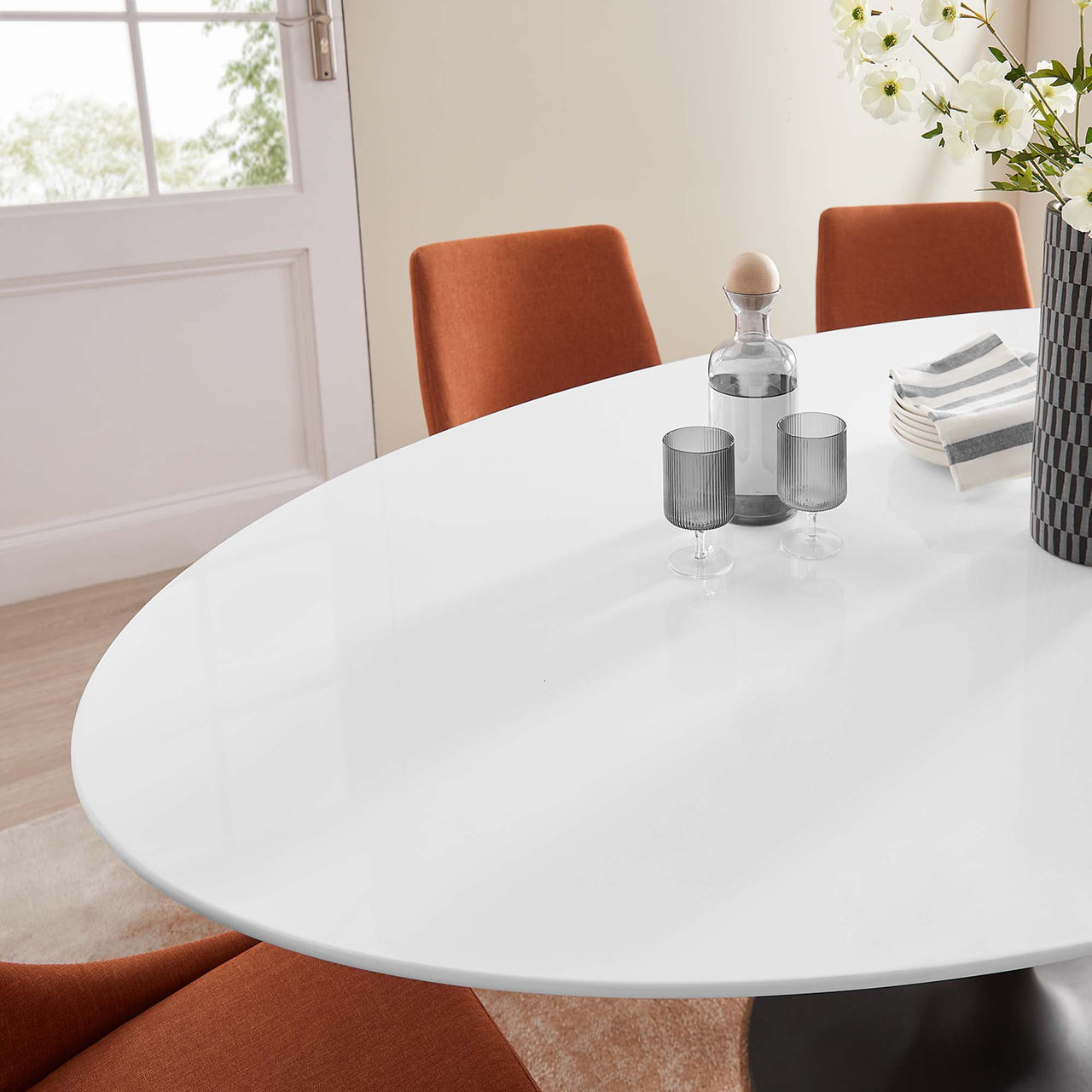 Ensemble Oval Dining Table, Extra Large, Black & White