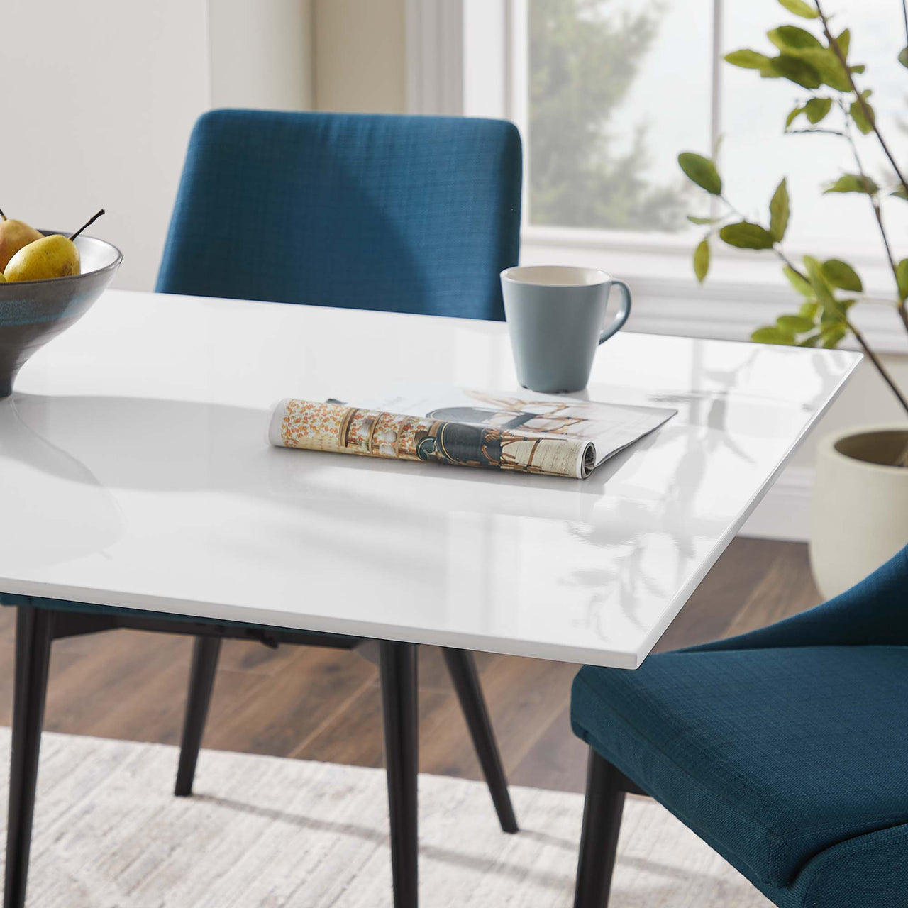 Ensemble Rectangular Wood Dining Table, Medium, Black & White