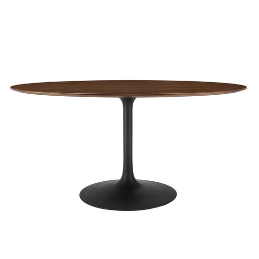 Ensemble Oval Dining Table, Large, Black & Walnut
